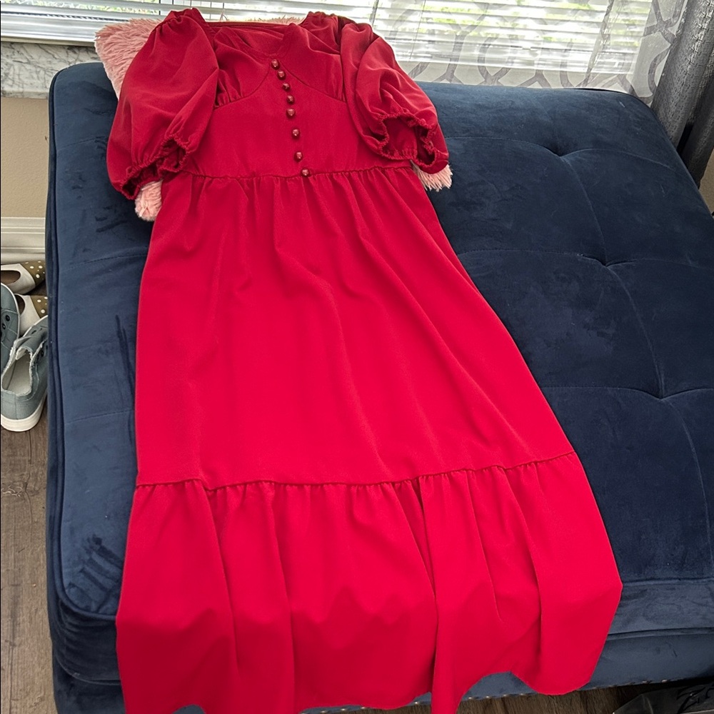 Elegant Red womens Dress design bottons Need to fix but its georgeous dress